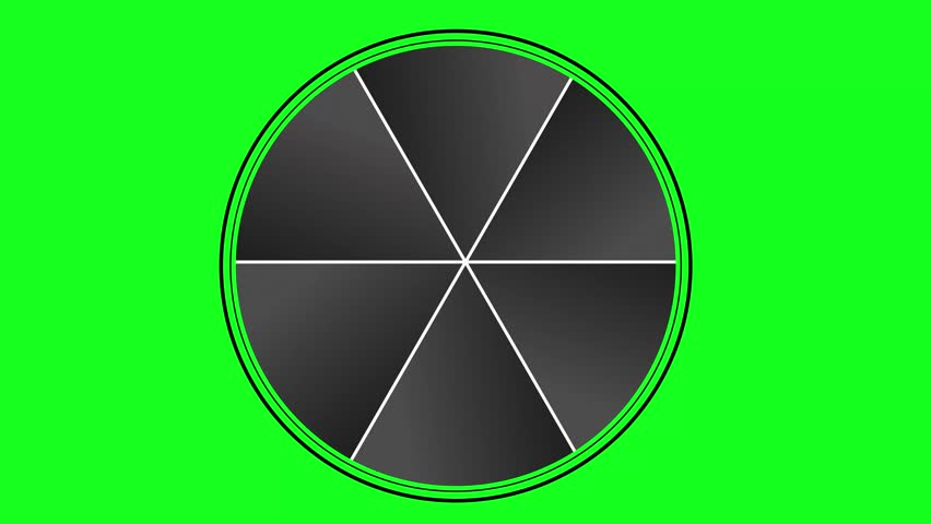 Camera lens opening and closing aperture chroma key background animation 4k.