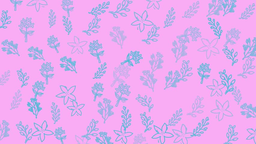 Seamless Looping Floral Doodle Pattern Animation with Colorful Hand-Drawn Design on a Pastel Pink Background