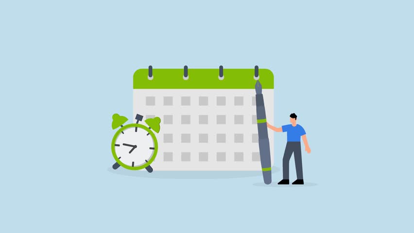 Calendar date event, businessman circles significant date event on calendar