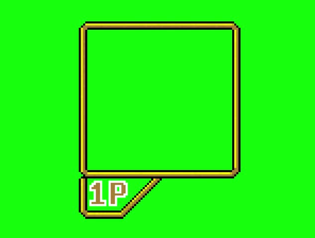 player one shiny golden frame in pixel art style with green screen background