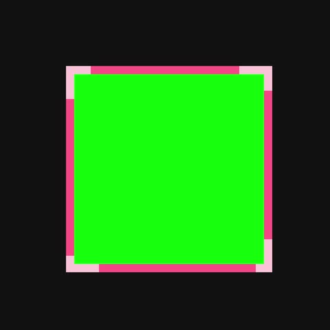 pink shiny frame in pixel art style with green screen
