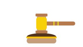 Animation of a judge's gavel repeatedly hitting a sounding block. Simple 2D cartoon illustration on an isolated white background. Seamless loop. - Powered by Shutterstock - Get 15% off with code: PIKWIZARD15