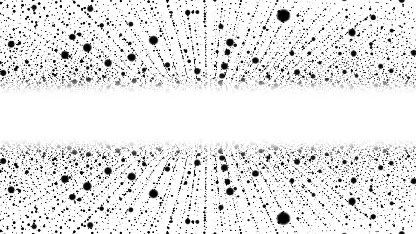 Monochrome halftone animated background frame of dots and molecules. Chaotically moving particles and stripes. Digital network. Energy field. Cosmic path. 4K screensaver, logo, business intro, promo.