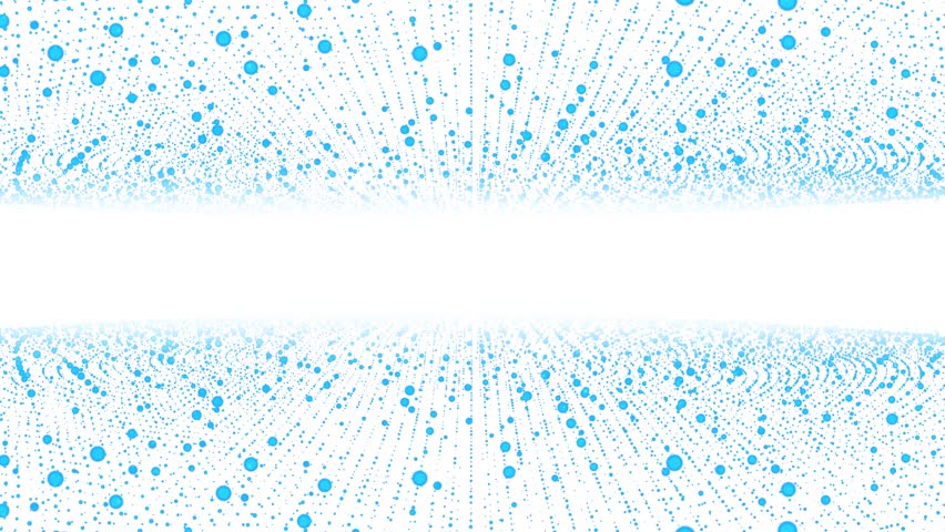 Blue animated background frame of dots and molecules. Chaotically moving particles and stripes. Digital network. Energy field. Cosmic path. 4K screensaver, logo, business intro, promo.