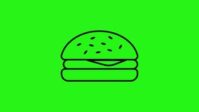 Burger icon animation loop on green screen background - Powered by Shutterstock - Get 15% off with code: PIKWIZARD15