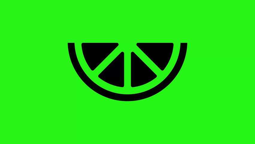 Lime slice icon animation loop on green screen background