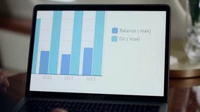 A close-up shot of a laptop screen showing a bar graph, illustrating data analysis and business statistics. - Powered by Shutterstock - Get 15% off with code: PIKWIZARD15