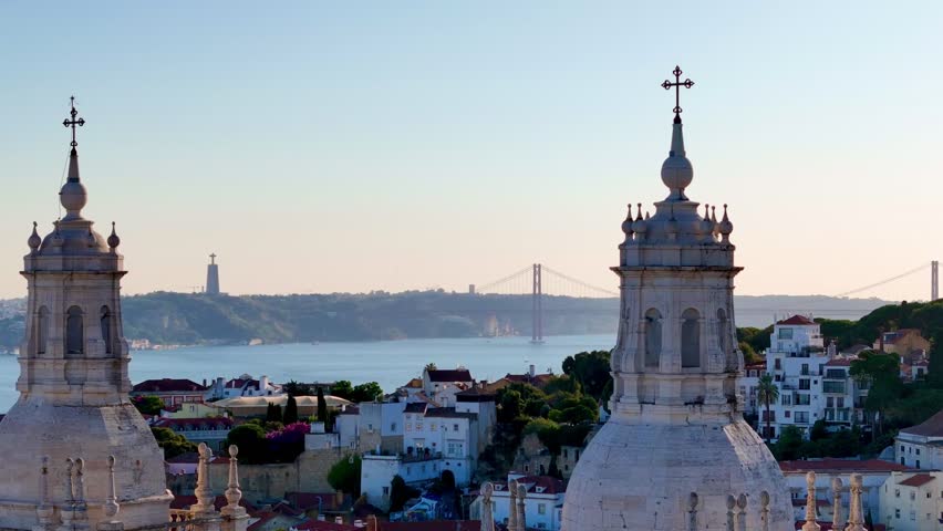 A sweeping drone view of Lisbon