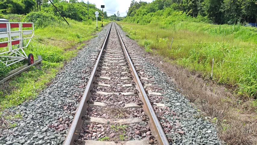 The railway stretching into the distance.
