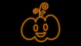 Neon Pumpkin Flickering Light illustration Animation in 4 Color Variations on Black Background - 4K Horizontal Video Seamless 2 seconds Loop  - Powered by Shutterstock - Get 15% off with code: PIKWIZARD15