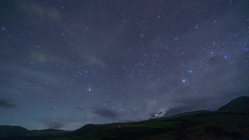 Milky Way timelapse over Cayambe Volcano with clear galactic core