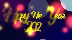 Golden “Happy New Year 2026” text appears on dark purple blue background with colorful fireworks, sparkles and snowflakes, festive luxury 3D animation for holiday celebration projects - Powered by Shutterstock - Get 15% off with code: PIKWIZARD15