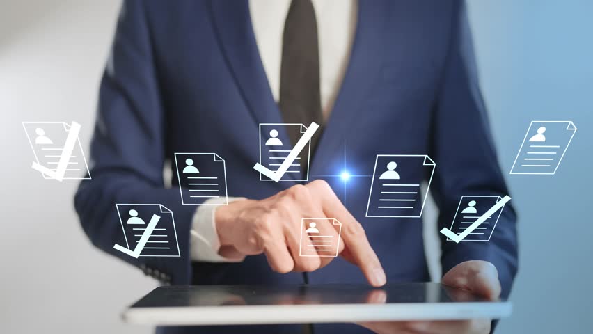 Executive manager making a hiring decision, a concept of human resources technology, business recruitment, and talent acquisition.