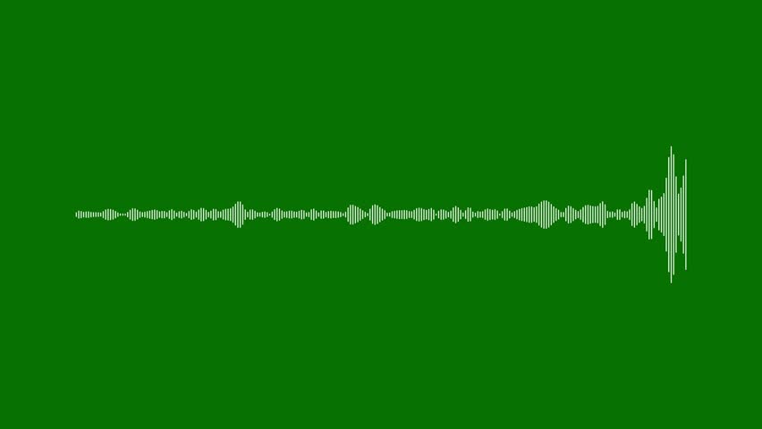 Audio waveform animation on green screen. Seamless white sound bar visualizer in 4K resolution. Digital equalizer loop for music projects, podcast visuals, and DJ motion intros