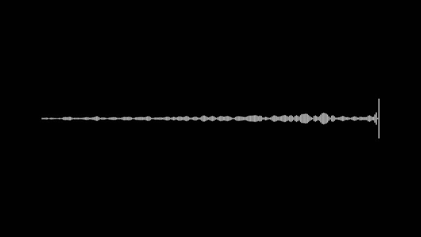 Audio waveform spectrum in white. Seamless loop on black background. 4K digital sound equalizer animation for music producers, podcast visuals, and studio visual design