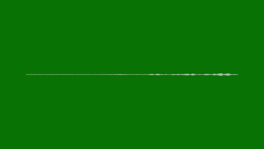 Audio waveform visualizer in white on green screen. Seamless 4K digital spectrum animation for motion overlays, sound design, and podcast visual branding
