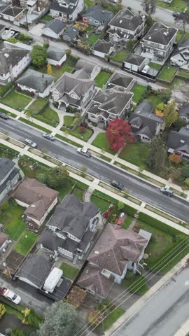 Aerial View of a Peaceful Residential Neighborhood in Lower Mainland, British Columbia, Canada