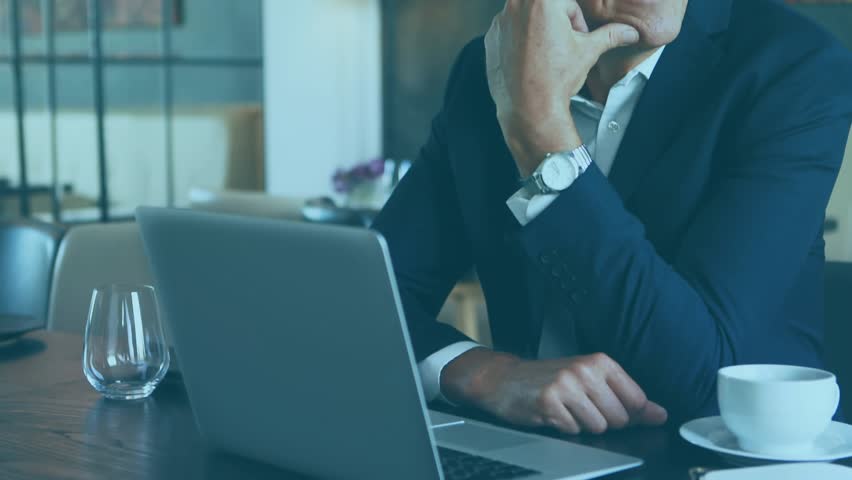 Businessman resting chin as fading map overlay sharpening borders highlighting global connectivity. Professional, workspace, modern, digital, networking, corporate, innovation - Powered by Shutterstock - Get 15% off with code: PIKWIZARD15