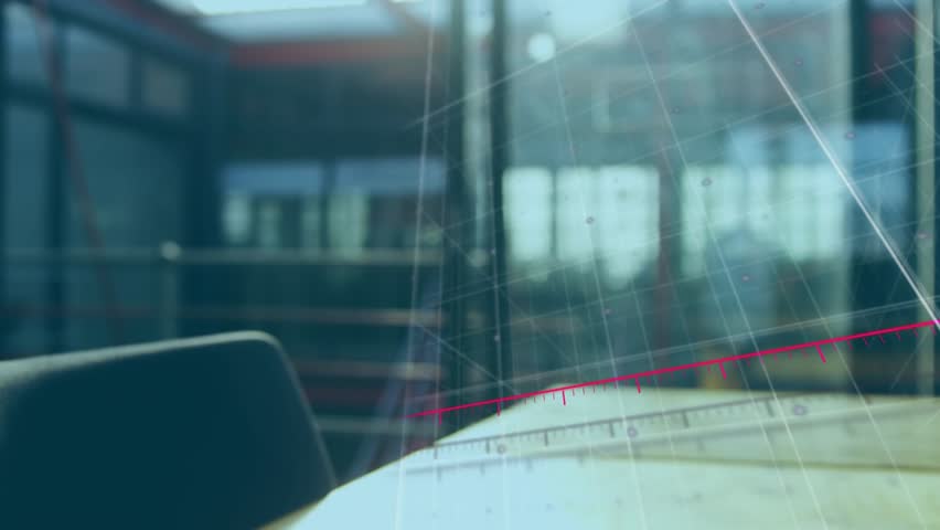 Ruler initiating magenta bars into chart, arrow and line animating over smartphone showing trends. Infographic, data visualization, modern workspace, digital analytics, business intelligence - Powered by Shutterstock - Get 15% off with code: PIKWIZARD15