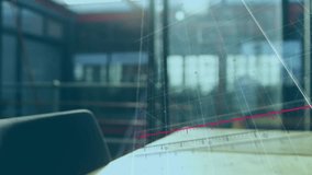 Ruler initiating magenta bars into chart, arrow and line animating over smartphone showing trends. Infographic, data visualization, modern workspace, digital analytics, business intelligence - Powered by Shutterstock - Get 15% off with code: PIKWIZARD15