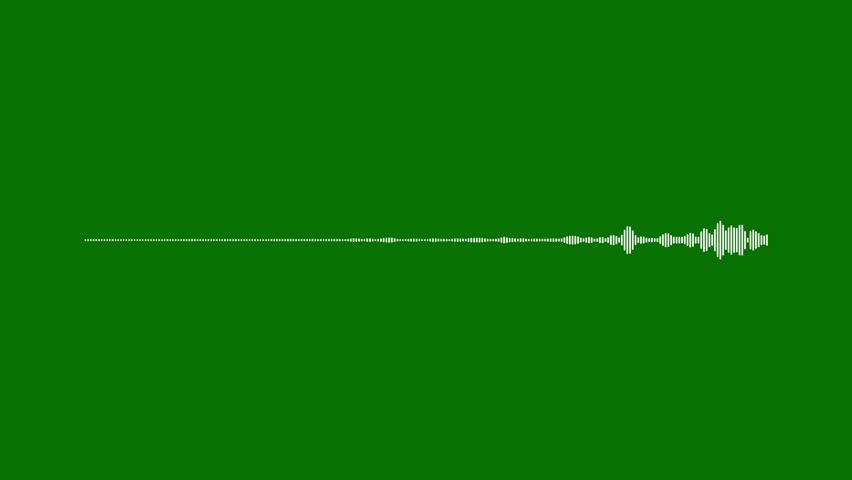 Digital white sound bars moving rhythmically on green screen. 4K audio spectrum animation ideal for chroma key effects, music video overlays, podcast intros, and DJ backgrounds