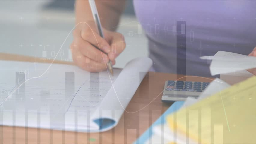 Female hand hovering pen over notepad writing figures, flipping receipts, tapping calculator totals. Accounting, bookkeeping, finance, office, stationary, workspace, calculation - Powered by Shutterstock - Get 15% off with code: PIKWIZARD15