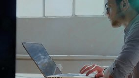 Office worker typing on laptop animating devices into user icons highlighting phone endpoint. Technology, connectivity, digital, workspace, modern, innovation, communication - Powered by Shutterstock - Get 15% off with code: PIKWIZARD15