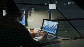 Male analyst scrolling data and viewing 3D bar graphs rotating over laptop screen for tech analysis. Futuristic, technology, analytics, workspace, immersive, innovation, digital - Powered by Shutterstock - Get 15% off with code: PIKWIZARD15