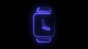  a neon-style icon of a smartwatch. It features a glowing blue outline of a square-faced watch with a digital clock face. The icon is often used to represent technology, time, and connectivity - Powered by Shutterstock - Get 15% off with code: PIKWIZARD15