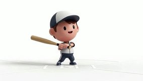 Cute 3D Cartoon Baseball Player Swinging Bat Loop Animation - Powered by Shutterstock - Get 15% off with code: PIKWIZARD15