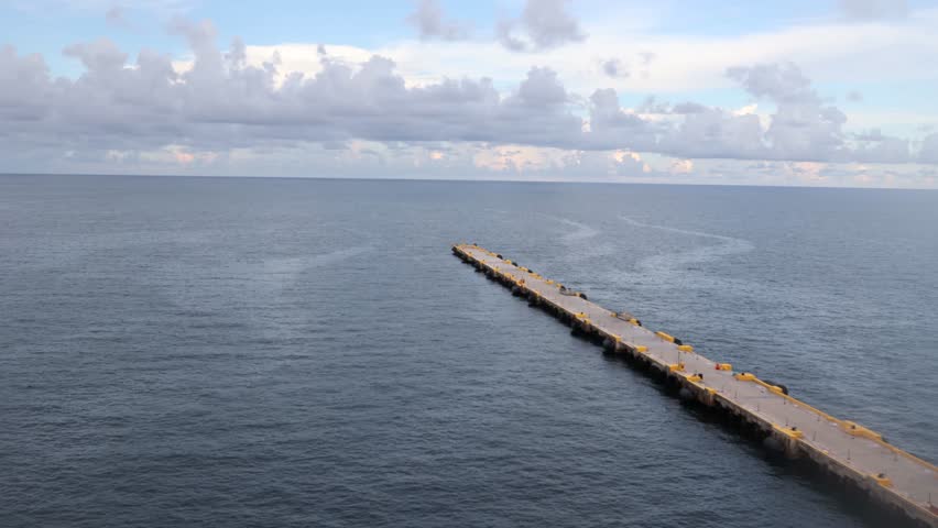 Timelapse from a point of view of a ship leaving a dock