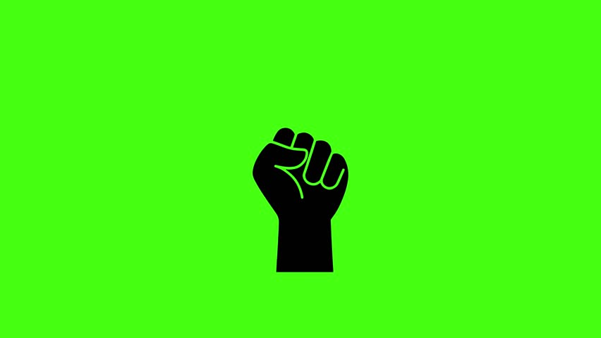 Fist Silhouette Icon Moving Up and Down Animation on Green Screen 4K Motion Graphic