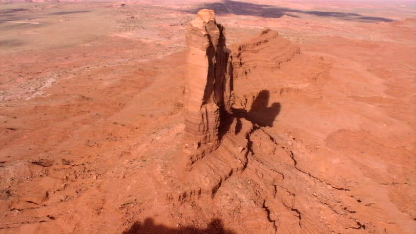 Aerial shot of tall rock formation