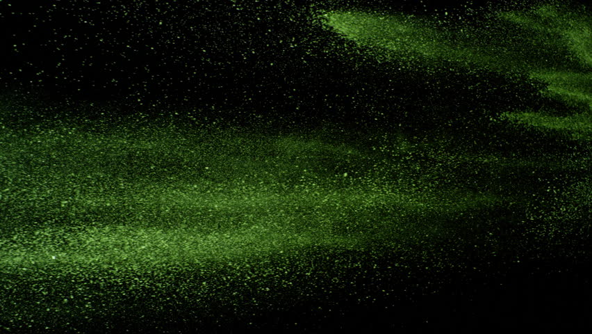 Super Slow Motion Shot of Flying Green Matcha Powder , Isolated on Black Background , Filmed on High Speed Cinematic Camera at 1000 FPS