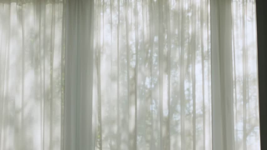 A serene and tranquil scene featuring soft light that is beautifully filtered through delicate sheer curtains