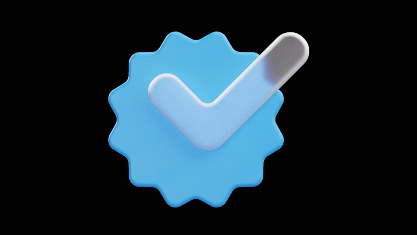 Animated 3D Verified Badge with Checkmark, Alpha Channel
