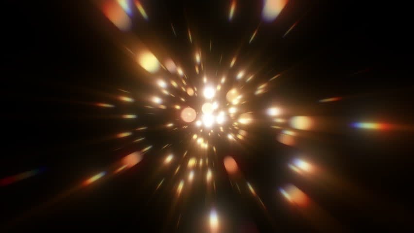 4k Golden glitter lights falling on black background. Abstract celebration animation. Bokeh lights. Defocused particles. God rays. Spotlight