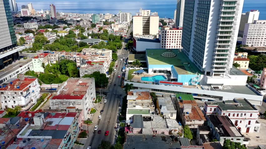 Vedado, Havana, Cuba Drone 4K