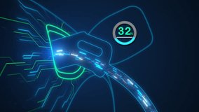 Electric car charging station with illuminated cable and digital display - Powered by Shutterstock - Get 15% off with code: PIKWIZARD15