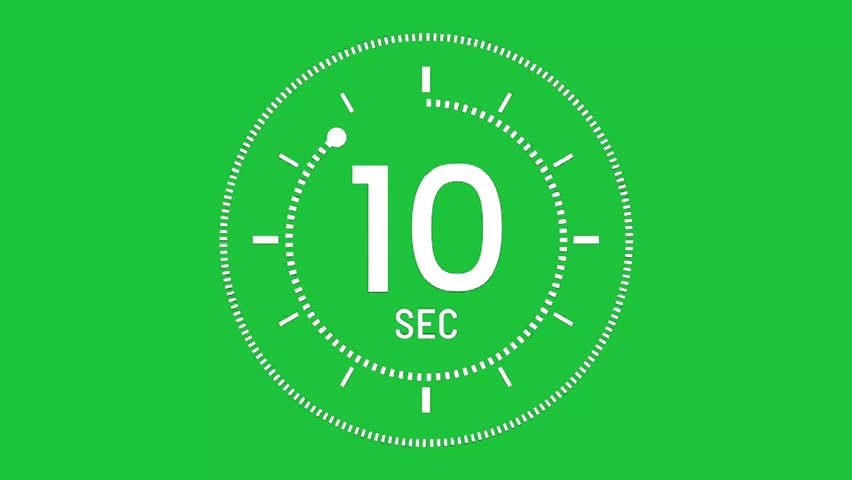 A sleek countdown timer ticks down from 10 seconds on a vibrant green screen, perfect for presentations, events, and time management
