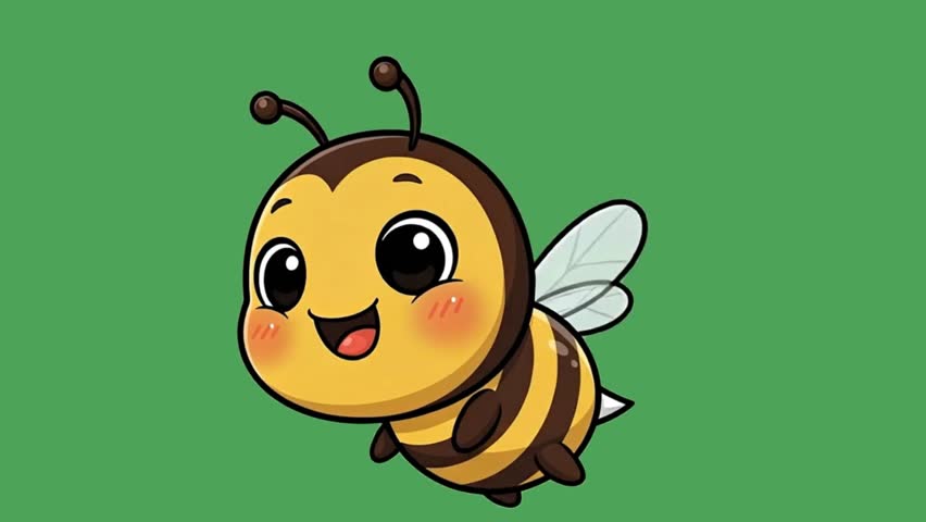 Cute Cartoon Bee Illustration with Yellow and Black Stripes Flying