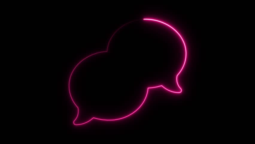Glowing pink neon speech bubble outline animation on black background communication concept digital dialogue interface element - Powered by Shutterstock - Get 15% off with code: PIKWIZARD15
