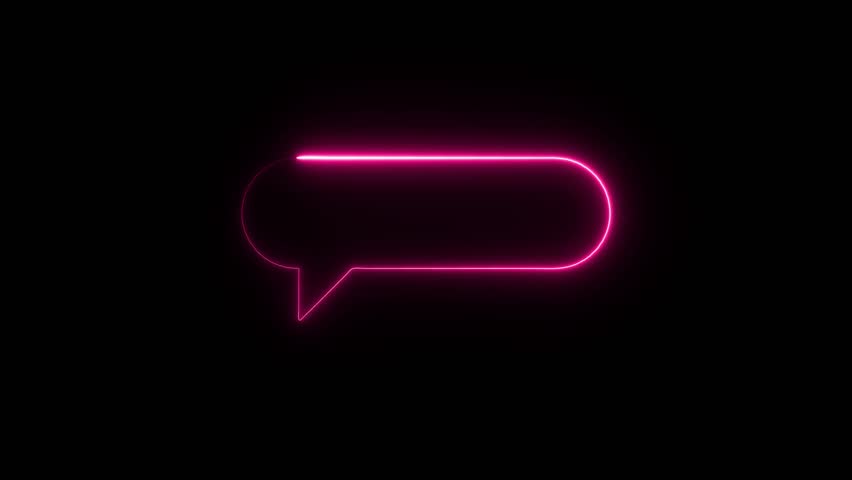 Glowing pink neon speech bubble outline animation on black background communication concept digital interface element abstract graphic design - Powered by Shutterstock - Get 15% off with code: PIKWIZARD15