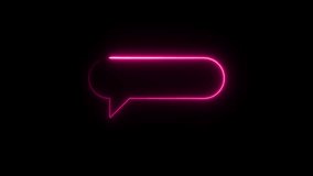 Glowing pink neon speech bubble outline animation on black background communication concept digital interface element abstract graphic design - Powered by Shutterstock - Get 15% off with code: PIKWIZARD15