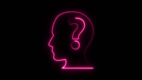 Neon pink human head silhouette with question mark inside glowing on black background abstract concept of thinking mystery confusion and inquiry - Powered by Shutterstock - Get 15% off with code: PIKWIZARD15