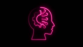 Neon pink human head silhouette with digital brain circuit inside glowing on black background concept of artificial intelligence technology innovation mind machine learning - Powered by Shutterstock - Get 15% off with code: PIKWIZARD15