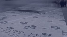 Animation of financial data processing and statistics over newspaper. Global business, finances, computing and data processing concept digitally generated video. - Powered by Shutterstock - Get 15% off with code: PIKWIZARD15