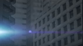 Animation of ticking clock, blue light spot and stock market data processing against tall building. Global economy and business technology concept - Powered by Shutterstock - Get 15% off with code: PIKWIZARD15