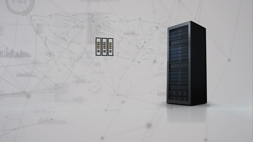 Animation of big data text, profile, cloud icons, desktops and server racks on abstract background. Digitally generated, hologram, illustration, cloud computing, network server and technology concept. - Powered by Shutterstock - Get 15% off with code: PIKWIZARD15