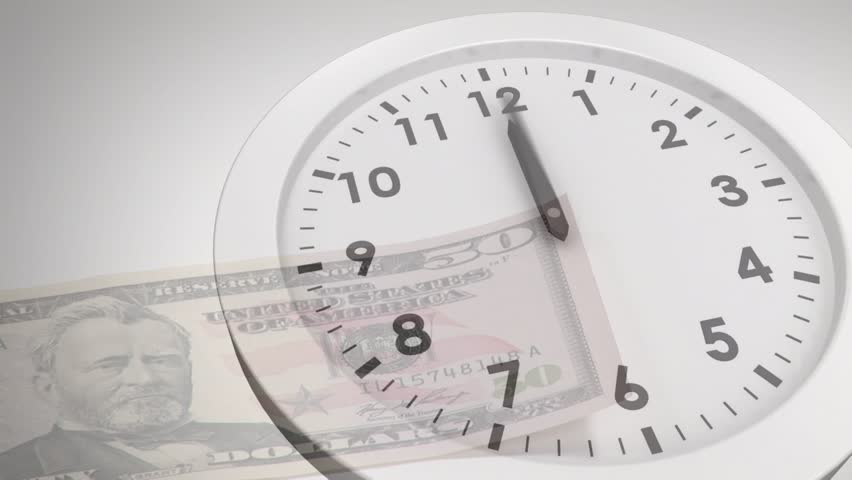 Animation of clock ticking over american dollar bills. Global currency, business, finances, computing and data processing concept digitally generated video. - Powered by Shutterstock - Get 15% off with code: PIKWIZARD15